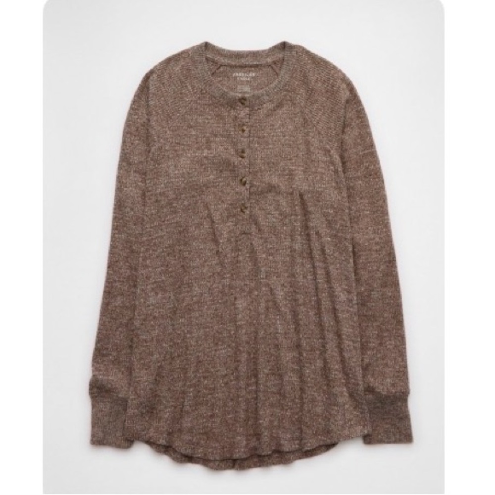American Eagle Outfitters Plush Long Sleeve Henley Top